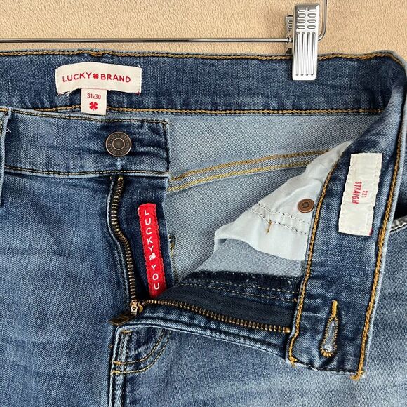 Lucky Brand Jeans Mens 31X30 Blue Denim 221 Straight Red Label Lucky You Patch - Picture 4 of 6